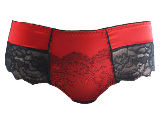 Cukup nyaman Lace Potong Boyshort Panty Dengan Indah Satin Pada depan