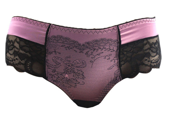 Cukup nyaman Lace Potong Boyshort Panty Dengan Indah Satin Pada depan