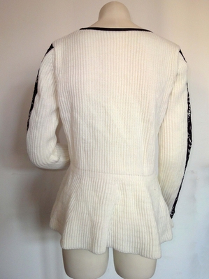 Lace berpanel PU leher memangkas wanita pullover Sweater memakai pakaian atau disesuaikan