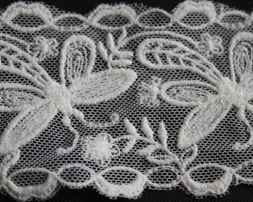 Dragonfly Flower Cotton Dekorasi Lace Potong Larut Air 6cm Nature Putih