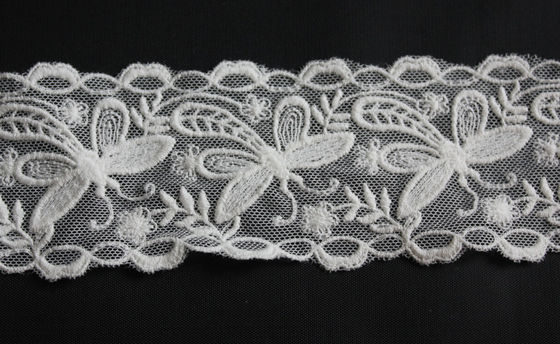 Dragonfly Flower Cotton Dekorasi Lace Potong Larut Air 6cm Nature Putih