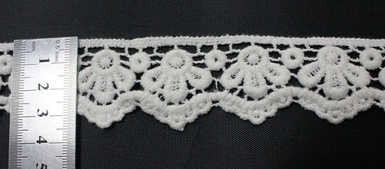 Kapas / Poly Susu Dekorasi Lace Potong Putih Lebar 3cm Untuk Garment Pakaian