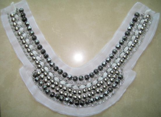 Eropa Tangan dibuat leher kristal manik kerah kalung, Pemangkasan manik-manik renda