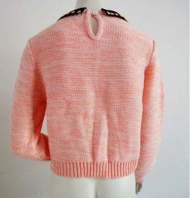 Merah muda kerah jumper dilepas wanita pullover Sweater untuk Autumn Winter