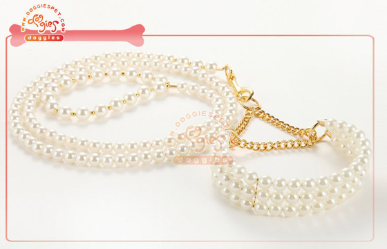 Indah Pearl Bead Martingale Rantai Dog Training Collar Untuk Toy Dog