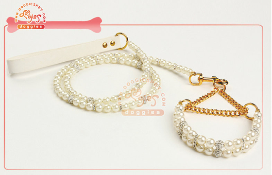 Indah Pearl Bead Martingale Rantai Dog Training Collar Untuk Toy Dog