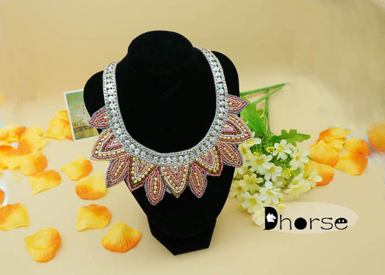 Dekoratif Rhinestones Benih Bead Collar Necklace, Fashion Collar Necklace