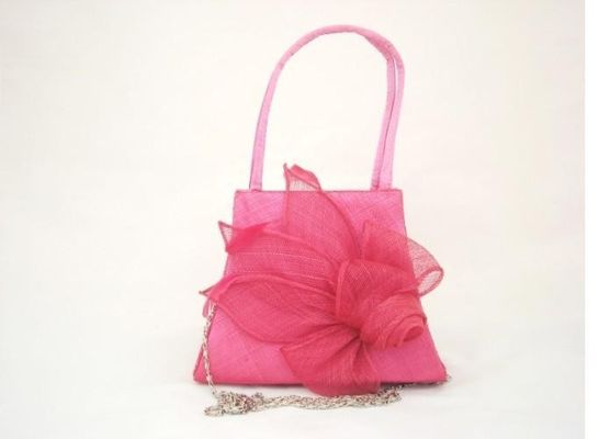 100% Bergaya Sinamay Tas Dengan Sinamay Daun Dan Bunga, Logam Chains Sinamay Satin Bags