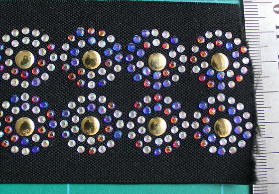 Colorful berlian imitasi Hitam elastis anyaman 5cm, Pola Putaran Indah
