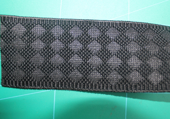Pola Nylon / Spandex Black Diamond Elastic Webbing Rhombus Untuk Handbags