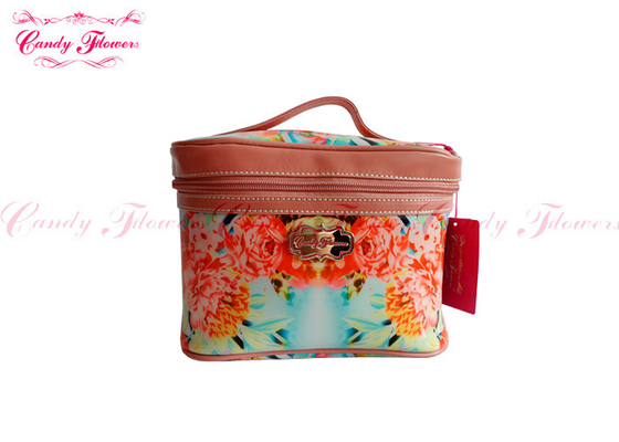 Disesuaikan Kecil Make up Floral Canvas Bag Kosmetik Travel Case
