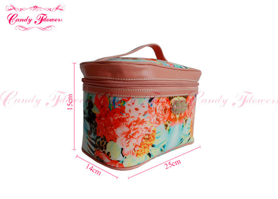 Disesuaikan Kecil Make up Floral Canvas Bag Kosmetik Travel Case