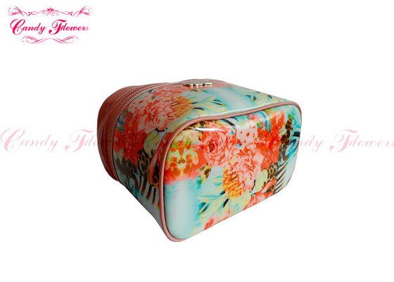 Disesuaikan Kecil Make up Floral Canvas Bag Kosmetik Travel Case