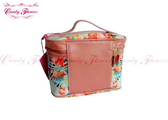 Disesuaikan Kecil Make up Floral Canvas Bag Kosmetik Travel Case