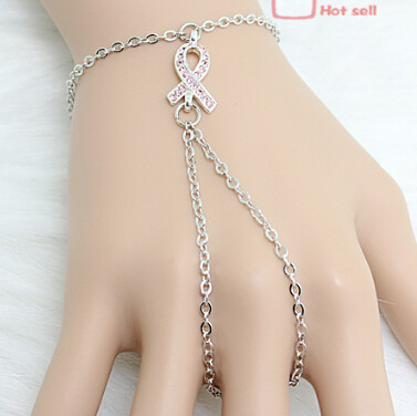 Mode Braided Logam Kristal Kesadaran Kanker Payudara Gelang Untuk Wanita