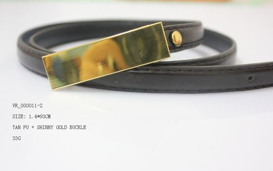Hitam PU kain sabuk untuk wanita / 1.4cm wanita ikat pinggang, hoki emas nikel Buckle