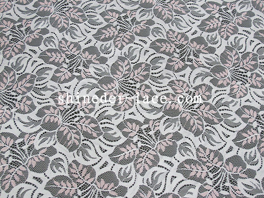 Pink / White Cotton Nylon Lace Fabric Atau Kustomisasi Warna Untuk Pakaian SYD-0182