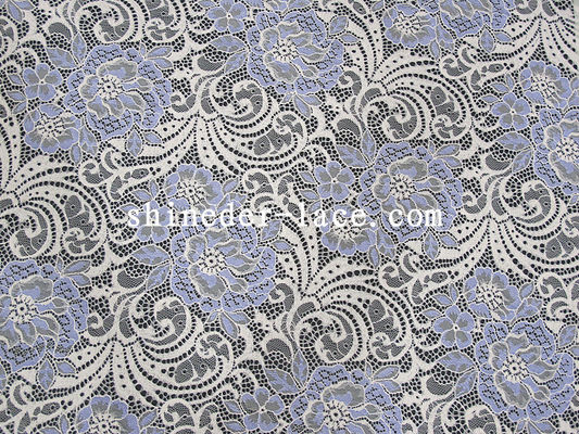 Cahaya Ungu Dan Putih Kain Katun Nylon Lace Rayon Big Flower Desain Untuk Fashion SYD-0183