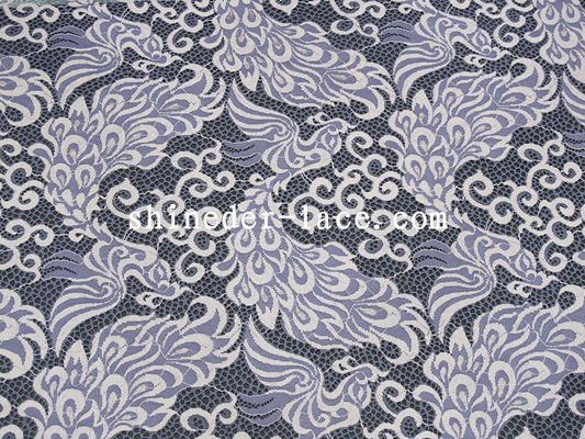 Unik Phoenix Pola Deisgn Cotton Nylon Lace Fabric Purple / Gading Noble Untuk Pakaian SYD-0187