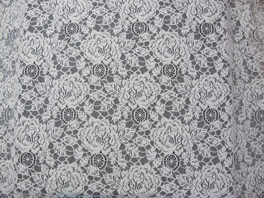 Eco Friendly Cotton Nylon Flower Lace Fabric Putih Untuk Blus OEM ODM