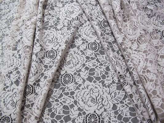 Eco Friendly Cotton Nylon Flower Lace Fabric Putih Untuk Blus OEM ODM
