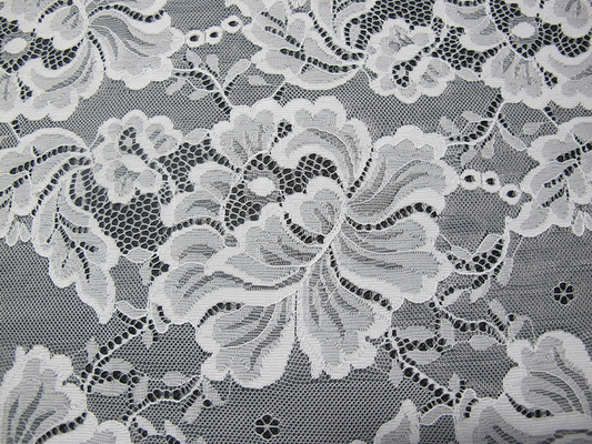Kustom Digital Nylon Bordir Lace Fabric Flower Design Untuk Tata Busana