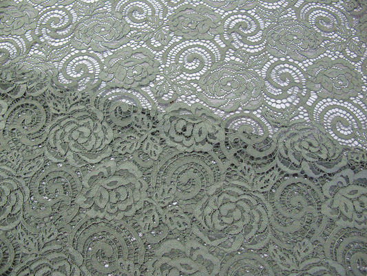 Bunga Nylon Fabric Lace Rajutan Untuk Garment Dengan Non-Peregangan Lace