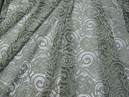 Bunga Nylon Fabric Lace Rajutan Untuk Garment Dengan Non-Peregangan Lace
