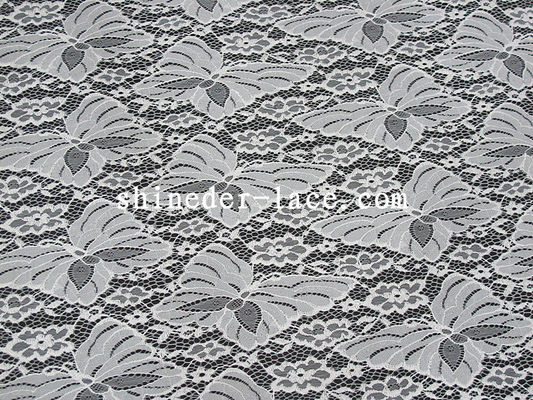 Desain Kupu-kupu Putih Kain Renda Nilon Jacquard Technics Untuk Gaun SYD-0179