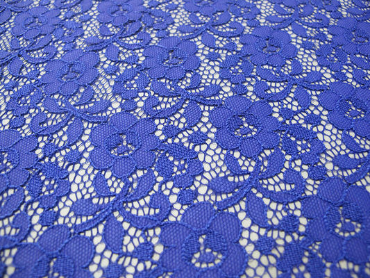 Blue Nylon Digital Lace Fabric Mini Floral Untuk Lady Dress