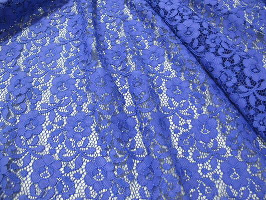 Blue Nylon Digital Lace Fabric Mini Floral Untuk Lady Dress