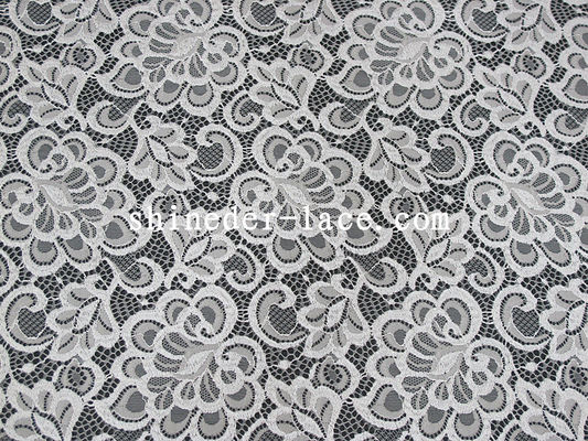 150cm Lebar Nylon Lace Fabric Putih Bunga Desain Untuk Gaun SYD-0185