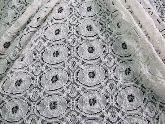 Shrink-Resistant Cotton Nylon Lace Fabric, Kain Bunga Geometris CY-LW0154