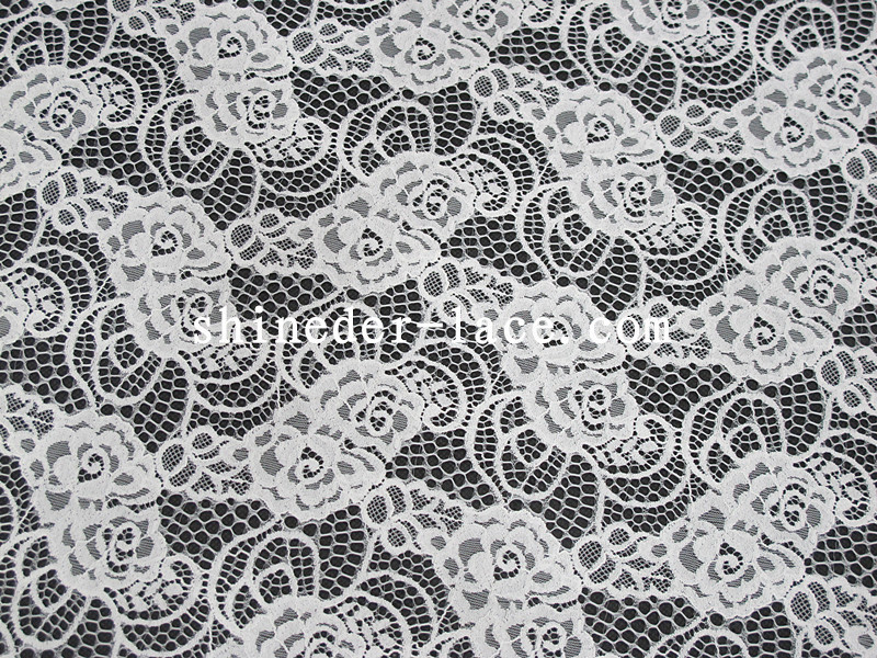 Kenyamanan / Gaya Manis Cotton Nylon Lace Fabric Indah Untuk White Charming Long Dress SYD-0188