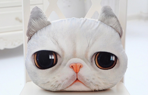 3D Cat Wajah Hadiah Lembut Stuffed Plush Bantal, bantal dekoratif untuk sofa